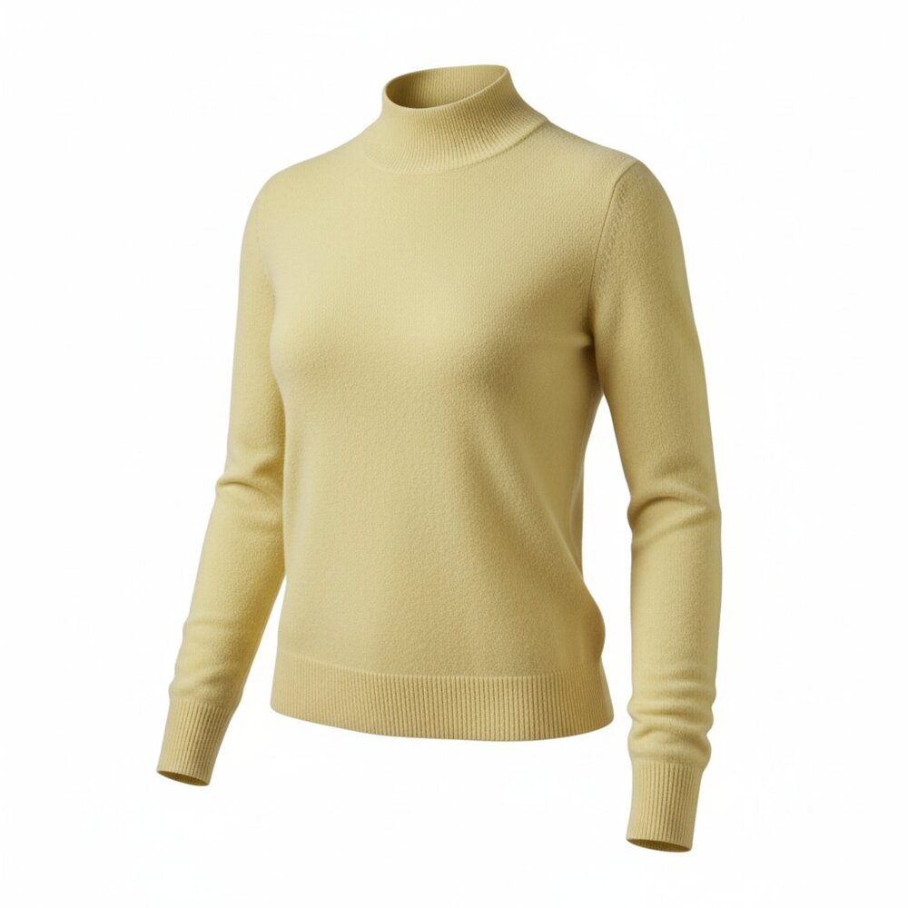 Privé Cashmere Yellow Mock Neck Sweater | Small